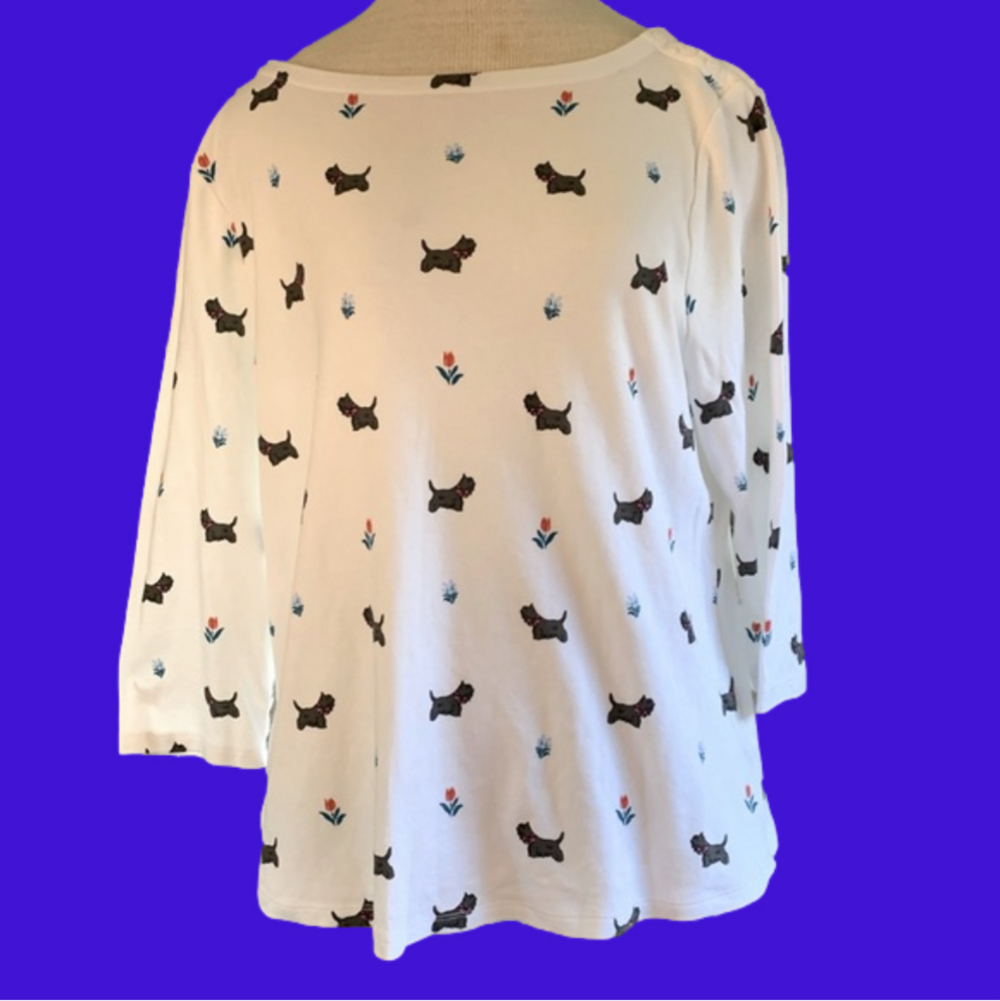 Charter Club sz XXL white supima cotton top with Scottie dogs